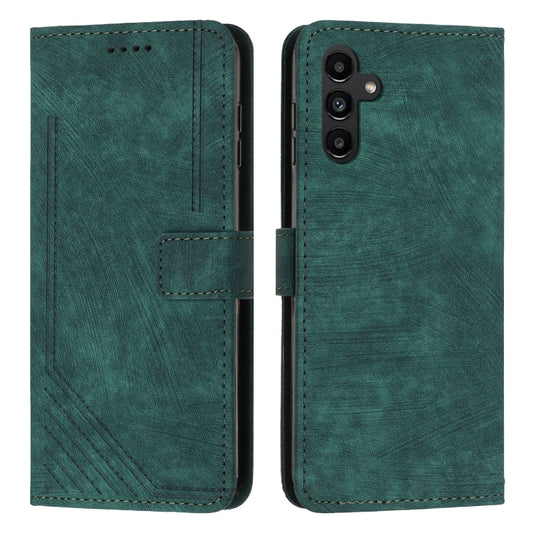 For Samsung Galaxy S25 / S24 5G Skin Feel Stripe Pattern Leather Phone Case with Long Lanyard(Green) - Galaxy S25 5G Cases by buy2fix | Online Shopping UK | buy2fix