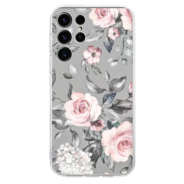 For Samsung Galaxy S25 Ultra 5G Colorful Painting Pattern TPU Phone Case(Flowers On Grey) - Galaxy S25 Ultra 5G Cases by buy2fix | Online Shopping UK | buy2fix