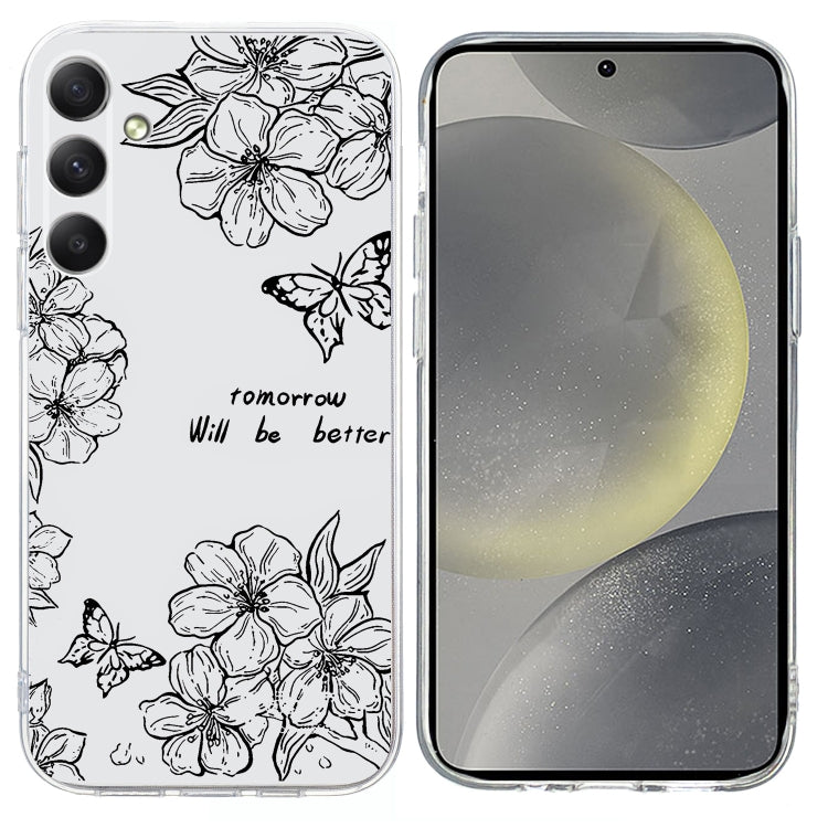 For Samsung Galaxy S25 5G Colorful Painting Pattern TPU Phone Case(Butterfly Flower) - Galaxy S25 5G Cases by buy2fix | Online Shopping UK | buy2fix