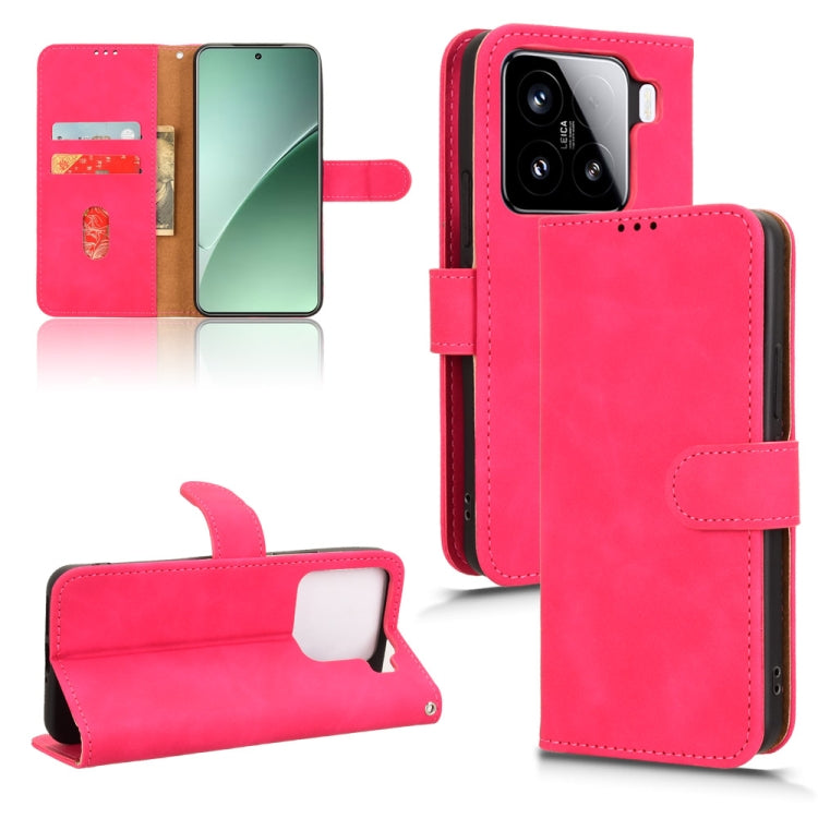 For Xiaomi 15 Pro Skin Feel Magnetic Flip Leather Phone Case(Rose Red) - Xiaomi Cases by buy2fix | Online Shopping UK | buy2fix