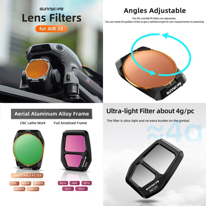 For DJI Air 3S Sunnylife Camera Lens Filter, Filter:4 in 1 ND8-64PL -  by Sunnylife | Online Shopping UK | buy2fix