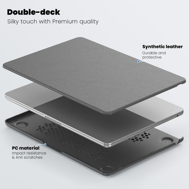 For MacBook Air 15.3 inch A3114 / A2941 Business Magnetic Holder PC + PU Laptop Protective Case(Grey) - MacBook Air Cases by buy2fix | Online Shopping UK | buy2fix