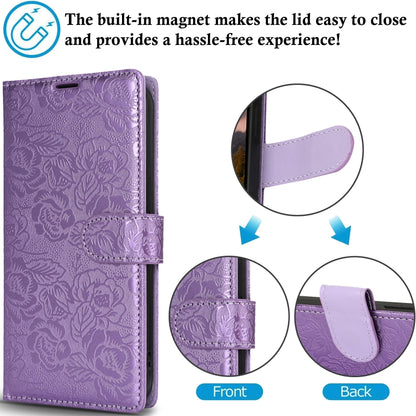 For Samsung Galaxy S25 5G Peony Flowers Imprint Leather Phone Case(Purple) - Galaxy S25 5G Cases by buy2fix | Online Shopping UK | buy2fix