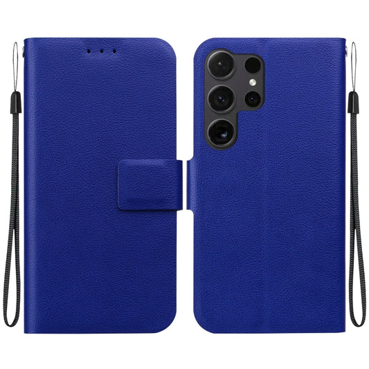 For Samsung Galaxy S25 Ultra 5G Ultra-thin Voltage Magnetic Buckle Leather Phone Case(Blue) - Galaxy S25 Ultra 5G Cases by buy2fix | Online Shopping UK | buy2fix