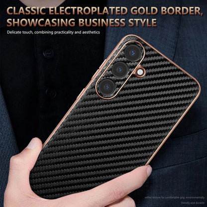 For Samsung Galaxy S25+ 5G AZNS Electroplated Edge Carbon Fiber Texture Phone Case(Black) - Galaxy S25+ 5G Cases by AZNS | Online Shopping UK | buy2fix