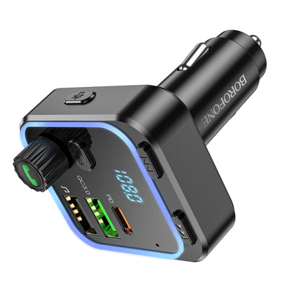 Borofone BC53 Highway PD20W & QC3.0 Car Bluetooth FM Transmitter(Black) - Bluetooth Adapters by Borofone | Online Shopping UK | buy2fix