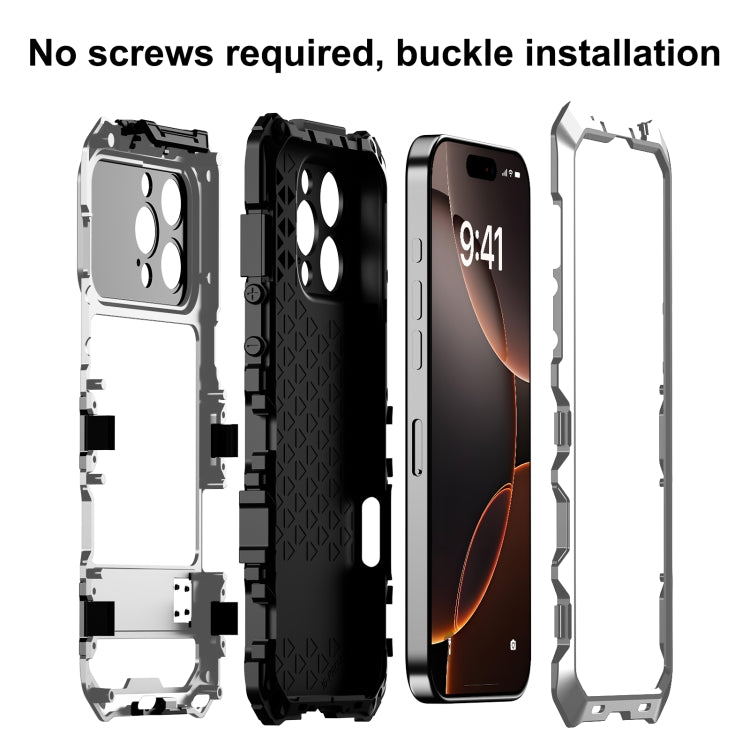 For iPhone 16 Pro Max R-JUST Life Waterproof Dustproof Shockproof Phone Case(Silver) - iPhone 16 Pro Max Cases by R-JUST | Online Shopping UK | buy2fix