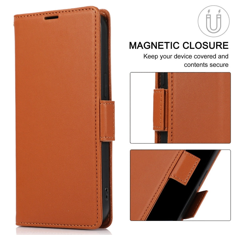 For Samsung Galaxy S25 / S24 5G Side Buckle RFID Anti-theft Leather Phone Case(Brown) - Galaxy S25 5G Cases by buy2fix | Online Shopping UK | buy2fix