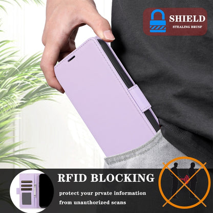 For Samsung Galaxy S25+ / S24+ 5G Side Buckle RFID Anti-theft Leather Phone Case(Light Purple) - Galaxy S25+ 5G Cases by buy2fix | Online Shopping UK | buy2fix