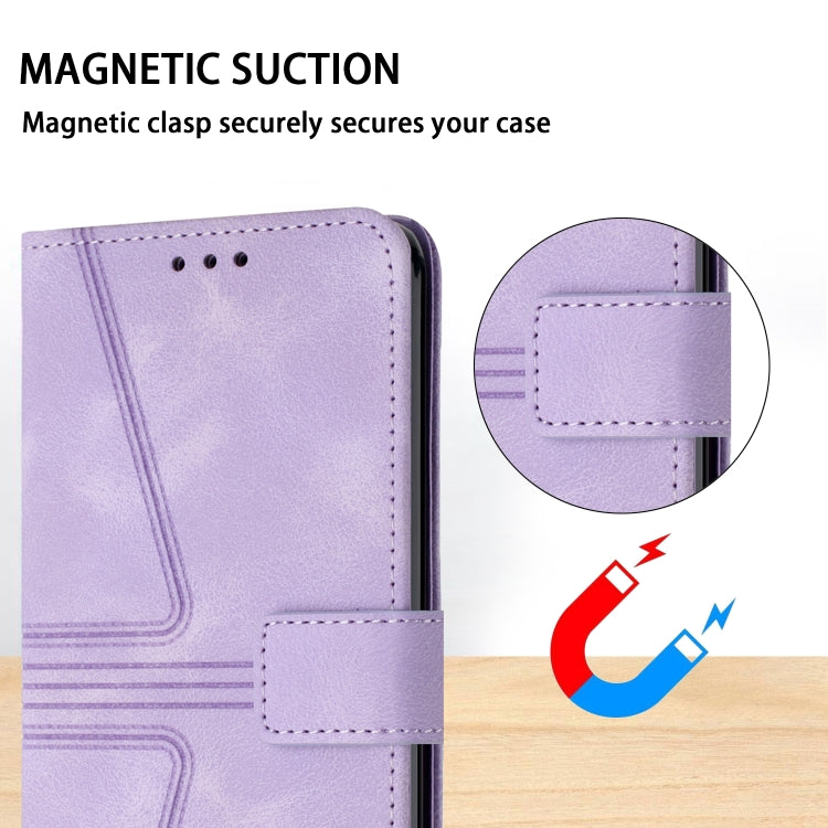 For Samsung Galaxy S25+5G Triangle Solid Color Leather Phone Case(Purple) - Galaxy S25+ 5G Cases by buy2fix | Online Shopping UK | buy2fix