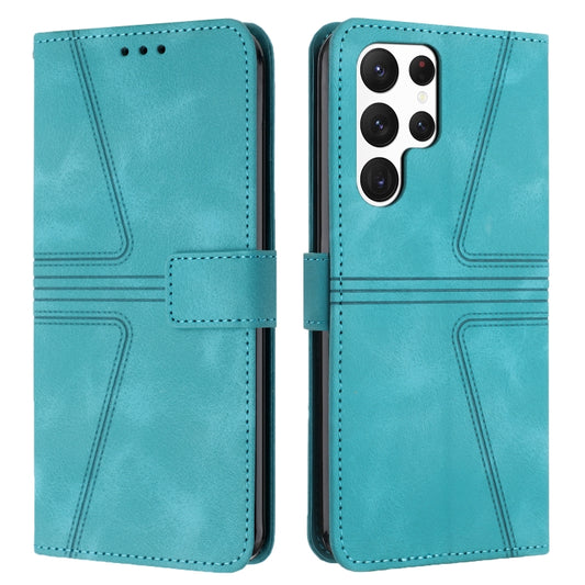 For Samsung Galaxy S25 Ultra 5G Triangle Solid Color Leather Phone Case(Green) - Galaxy S25 Ultra 5G Cases by buy2fix | Online Shopping UK | buy2fix