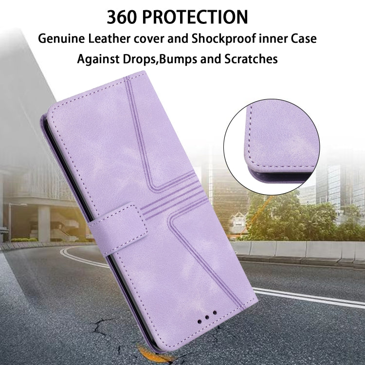 For Samsung Galaxy S25 Ultra 5G Triangle Solid Color Leather Phone Case(Purple) - Galaxy S25 Ultra 5G Cases by buy2fix | Online Shopping UK | buy2fix