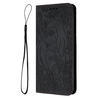 For Samsung Galaxy S25 Ultra 5G Retro Elephant Embossed Leather Phone Case(Black) - Galaxy S25 Ultra 5G Cases by buy2fix | Online Shopping UK | buy2fix