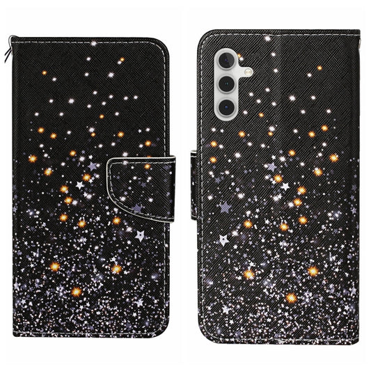 For Samsung Galaxy S25+ 5G Colored Drawing Pattern Leather Phone Case(Black Pentagram) - Galaxy S25+ 5G Cases by buy2fix | Online Shopping UK | buy2fix