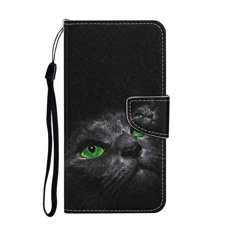 For Samsung Galaxy S25 Ultra 5G Colored Drawing Pattern Leather Phone Case(Black Cat) - Galaxy S25 Ultra 5G Cases by buy2fix | Online Shopping UK | buy2fix