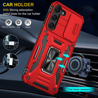 For Samsung Galaxy S25+ 5G Armor PC Hybrid TPU Camera Shield Phone Case(Red) - Galaxy S25+ 5G Cases by buy2fix | Online Shopping UK | buy2fix