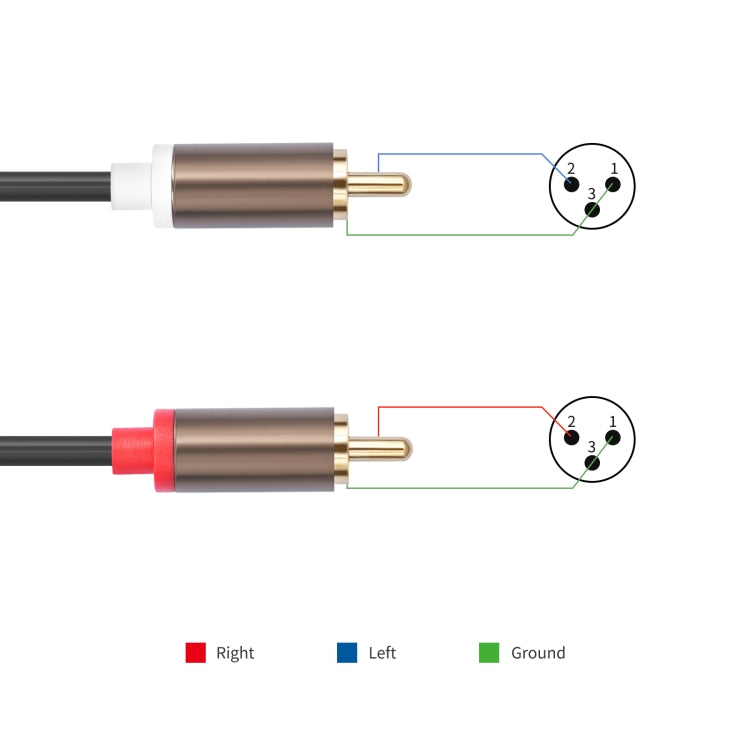 2 RCA Male to 2 XLR 3pin Male Audio Cable, Length:1.5m(Black Silver) - RCA Cable by buy2fix | Online Shopping UK | buy2fix