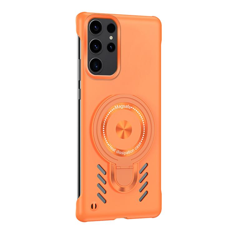 For Samsung Galaxy S25 Ultra 5G Ice Sense Series Graphene Cooling MagSafe Holder Phone Case(Orange) - Galaxy S25 Ultra 5G Cases by buy2fix | Online Shopping UK | buy2fix