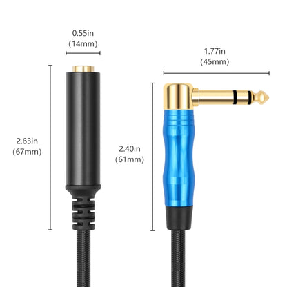 6.35mm 1/4 TRS Male Stereo Elbow to Female Electric Guitar Audio Cable, Length:0.3m(Black Blue) - Microphone Audio Cable & Connector by buy2fix | Online Shopping UK | buy2fix