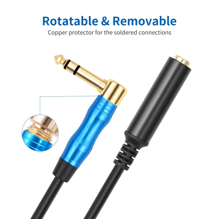 6.35mm 1/4 TRS Male Stereo Elbow to Female Electric Guitar Audio Cable, Length:0.3m(Black Blue) - Microphone Audio Cable & Connector by buy2fix | Online Shopping UK | buy2fix