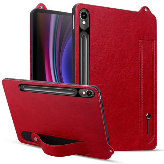 For Samsung Galaxy Tab S10 / S9 / S8 / S7 TPU Leather Back Tablet Case with Wristband(Red) - Tab S10 Cases by buy2fix | Online Shopping UK | buy2fix