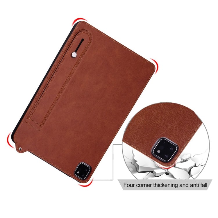 For Samsung Galaxy Tab S10 / S9 / S8 / S7 TPU Leather Back Tablet Case with Wristband(Brown) - Tab S10 Cases by buy2fix | Online Shopping UK | buy2fix