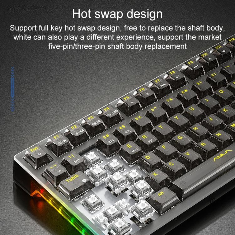 AULA F98 Pro 99 Keys Wired/2.4G/Bluetooth Three Model RGB Mechanical Keyboard, Shaft:Ice Soul Shaft(Transparent Black) - Wireless Keyboard by AULA | Online Shopping UK | buy2fix