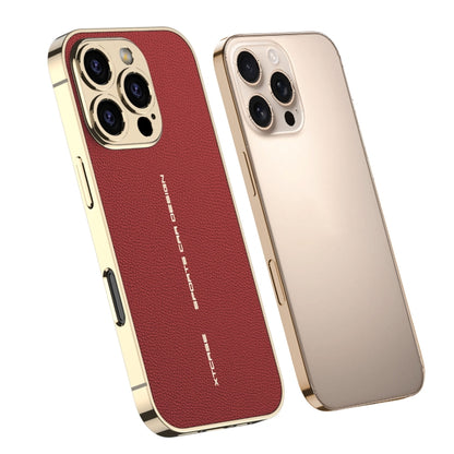 For iPhone 16 Pro GKK Plated Plain Leather Shockproof Phone Case(Red) - iPhone 16 Pro Cases by GKK | Online Shopping UK | buy2fix