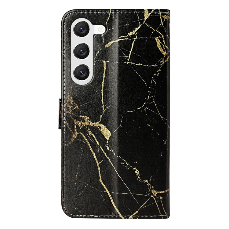 For Samsung Galaxy S25+ 5G Colored Drawing Marble Pattern Leather Phone Case(Black Gold Marble) - Galaxy S25+ 5G Cases by buy2fix | Online Shopping UK | buy2fix