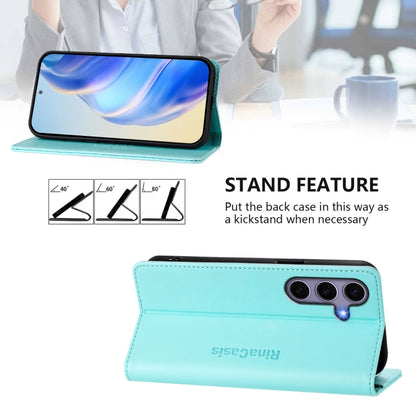 For Samsung Galaxy S24 / S25 5G RC01 Dual-Folded Magnetic Suction RFID Leather Phone Case(Mint Green) - Galaxy S25 5G Cases by buy2fix | Online Shopping UK | buy2fix