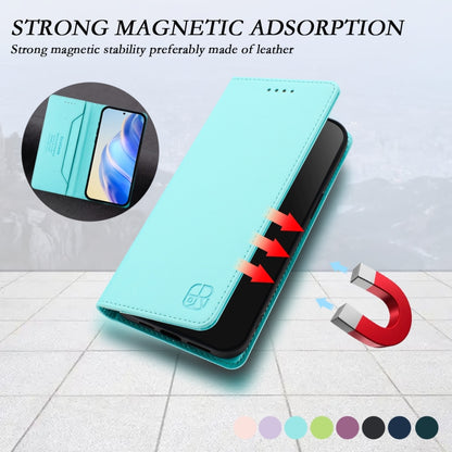 For Samsung Galaxy S24 / S25 5G RC01 Dual-Folded Magnetic Suction RFID Leather Phone Case(Mint Green) - Galaxy S25 5G Cases by buy2fix | Online Shopping UK | buy2fix