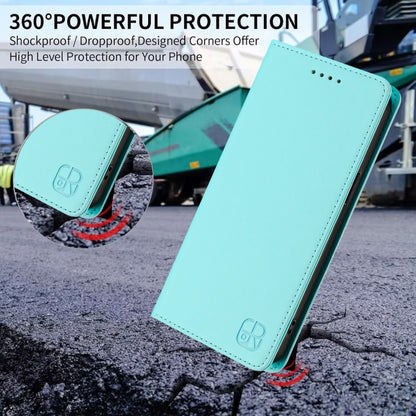 For Samsung Galaxy S24 / S25 5G RC01 Dual-Folded Magnetic Suction RFID Leather Phone Case(Mint Green) - Galaxy S25 5G Cases by buy2fix | Online Shopping UK | buy2fix