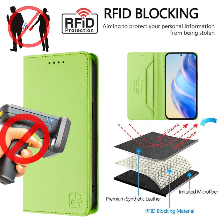 For Samsung Galaxy S25 Ultra 5G RC01 Dual-Folded Magnetic Suction RFID Leather Phone Case(Grass Green) - Galaxy S25 Ultra 5G Cases by buy2fix | Online Shopping UK | buy2fix