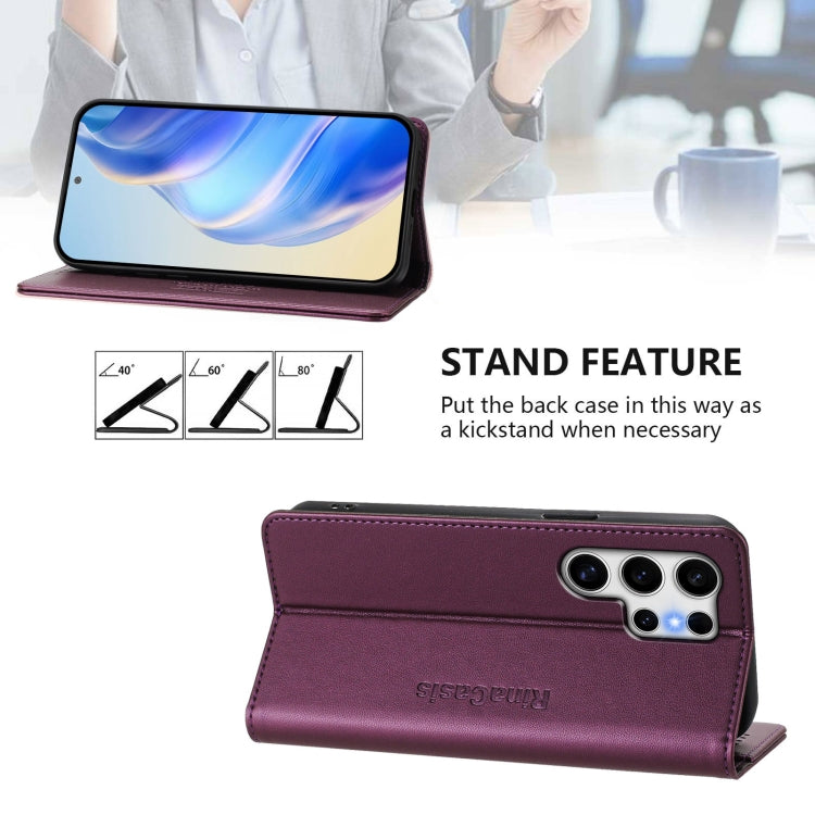 For Samsung Galaxy S25 Ultra 5G RC01 Dual-Folded Magnetic Suction RFID Leather Phone Case(Violet) - Galaxy S25 Ultra 5G Cases by buy2fix | Online Shopping UK | buy2fix