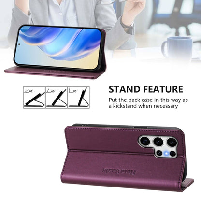 For Samsung Galaxy S25 Ultra 5G RC01 Dual-Folded Magnetic Suction RFID Leather Phone Case(Violet) - Galaxy S25 Ultra 5G Cases by buy2fix | Online Shopping UK | buy2fix