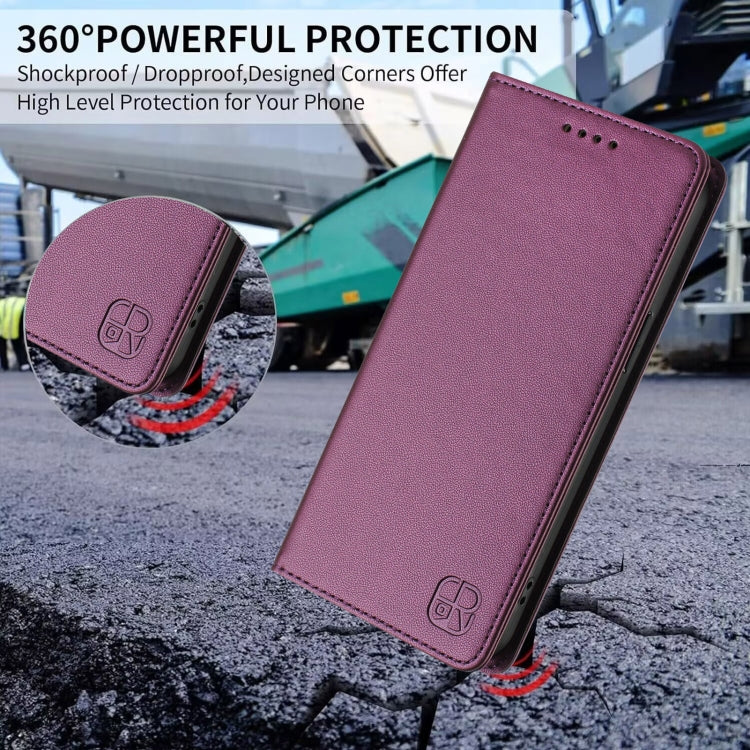 For Samsung Galaxy S25 Ultra 5G RC01 Dual-Folded Magnetic Suction RFID Leather Phone Case(Violet) - Galaxy S25 Ultra 5G Cases by buy2fix | Online Shopping UK | buy2fix