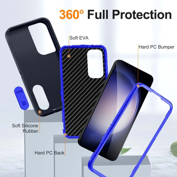 For Samsung Galaxy S24 / S25 5G Rugged PC Hybrid Silicone Phone Case with Holder(Dark Blue+Royal Blue) - Galaxy S25 5G Cases by buy2fix | Online Shopping UK | buy2fix