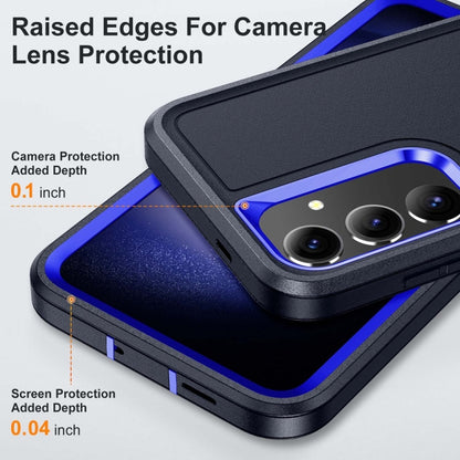 For Samsung Galaxy S24 / S25 5G Rugged PC Hybrid Silicone Phone Case with Holder(Dark Blue+Royal Blue) - Galaxy S25 5G Cases by buy2fix | Online Shopping UK | buy2fix