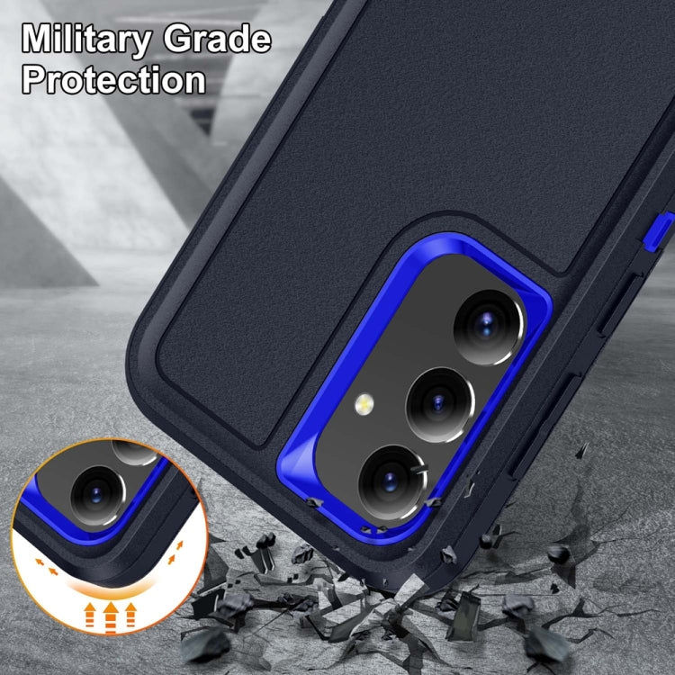 For Samsung Galaxy S24 / S25 5G Rugged PC Hybrid Silicone Phone Case with Holder(Dark Blue+Royal Blue) - Galaxy S25 5G Cases by buy2fix | Online Shopping UK | buy2fix