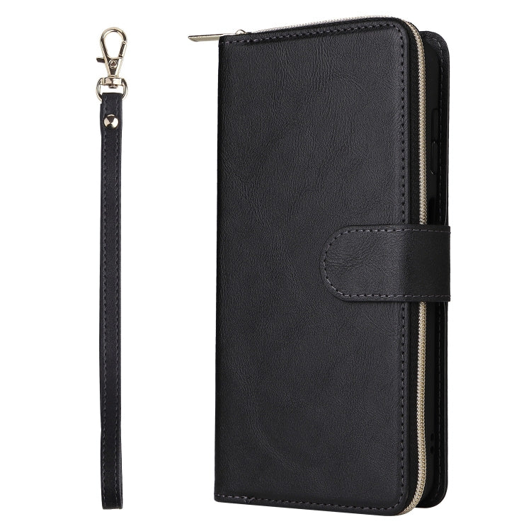 For Samsung Galaxy S25 5G 9-Card Slots Zipper Wallet Bag Leather Phone Case(Black) - Galaxy S25 5G Cases by buy2fix | Online Shopping UK | buy2fix