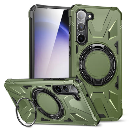 For Samsung Galaxy S25+ 5G MagSafe Magnetic Shockproof Phone Case with Ring Holder(Dark Green) - Galaxy S25+ 5G Cases by buy2fix | Online Shopping UK | buy2fix