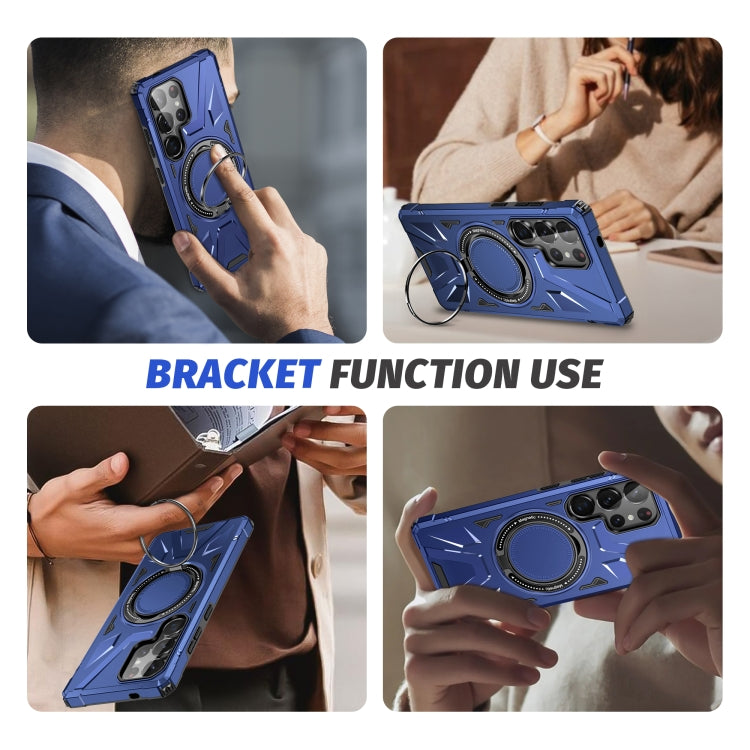 For Samsung Galaxy S25 Ultra 5G MagSafe Magnetic Shockproof Phone Case with Ring Holder(Navy Blue) - Galaxy S25 Ultra 5G Cases by buy2fix | Online Shopping UK | buy2fix