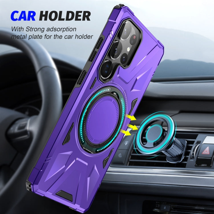 For Samsung Galaxy S25 Ultra 5G MagSafe Magnetic Shockproof Phone Case with Ring Holder(Purple) - Galaxy S25 Ultra 5G Cases by buy2fix | Online Shopping UK | buy2fix