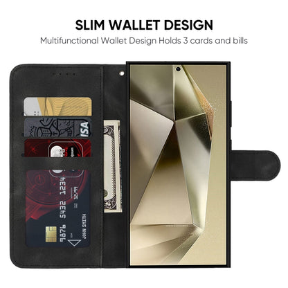 For Samsung Galaxy S25 Ultra 5G Skin Feel Geometric Lines Leather Phone Case(Black) - Galaxy S25 Ultra 5G Cases by buy2fix | Online Shopping UK | buy2fix