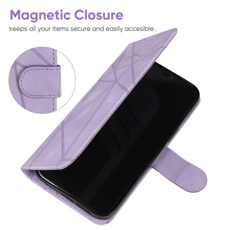 For Samsung Galaxy S25 Ultra 5G Skin Feel Geometric Lines Leather Phone Case(Purple) - Galaxy S25 Ultra 5G Cases by buy2fix | Online Shopping UK | buy2fix