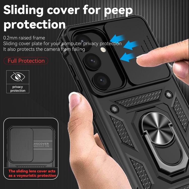 For Samsung Galaxy S25+ 5G Sliding Camshield Holder Phone Case(Black) - Galaxy S25+ 5G Cases by buy2fix | Online Shopping UK | buy2fix