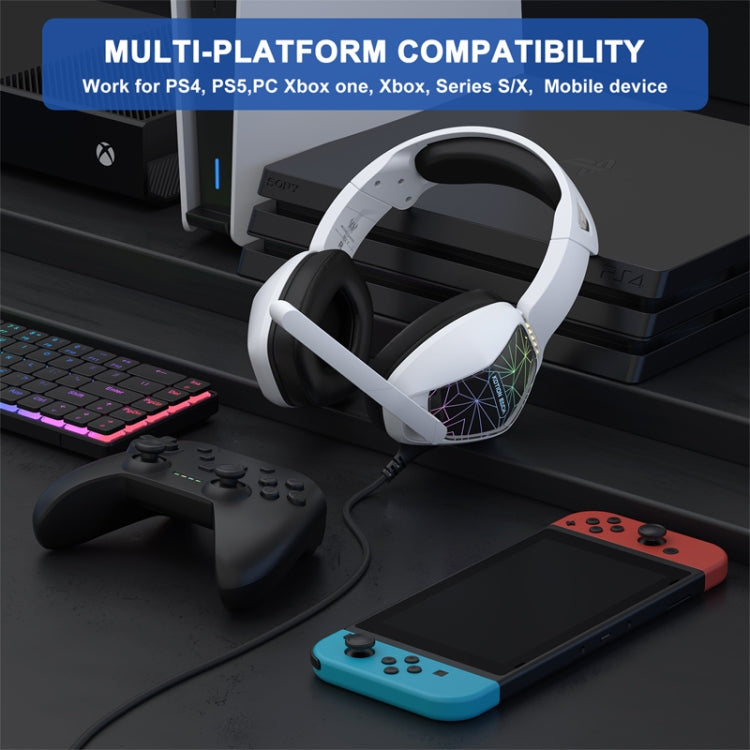 KOTION EACH G6000 On-Ear Gaming Headset with Mic, Length: About 2.1m(Black White) - Multimedia Headset by KOTION EACH | Online Shopping UK | buy2fix