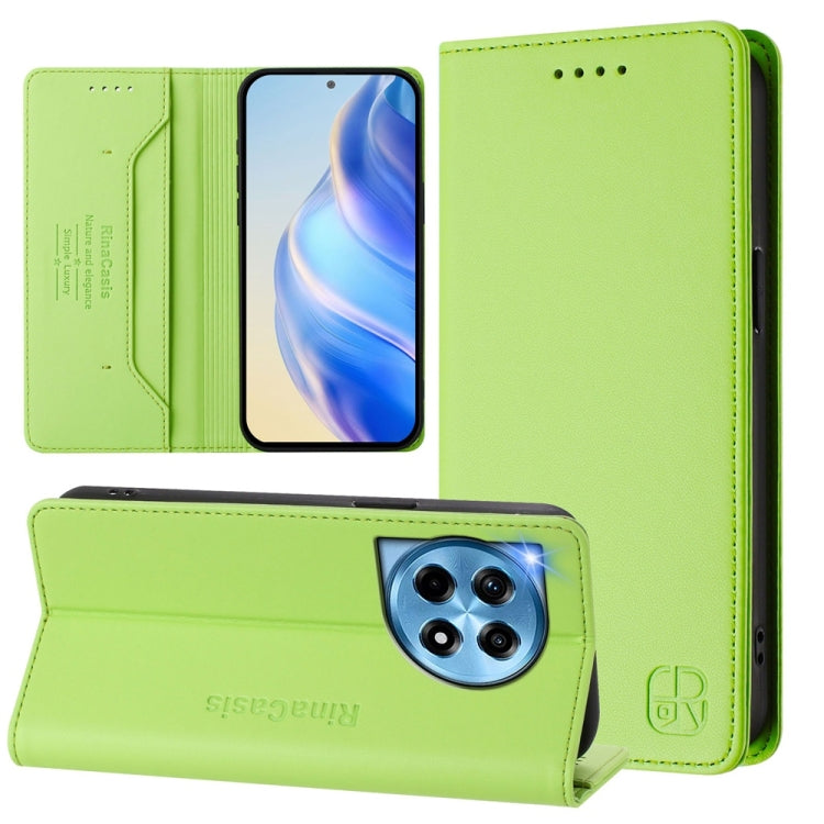 For OnePlus 12 Global RC01 Dual-Folded Magnetic Suction RFID Leather Phone Case(Grass Green) - OnePlus Cases by buy2fix | Online Shopping UK | buy2fix