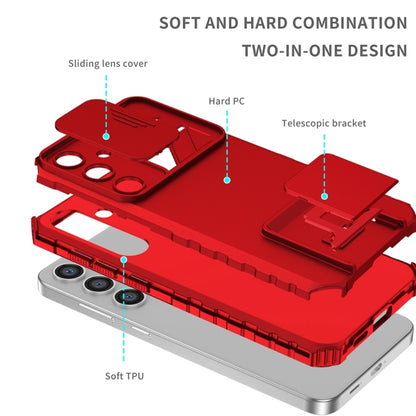 For Samsung Galaxy S25+ 5G Stereoscopic Holder Sliding Camshield Phone Case(Red) - Galaxy S25+ 5G Cases by buy2fix | Online Shopping UK | buy2fix