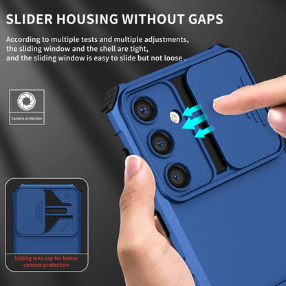 For Samsung Galaxy S25+ 5G Stereoscopic Holder Sliding Camshield Phone Case(Blue) - Galaxy S25+ 5G Cases by buy2fix | Online Shopping UK | buy2fix